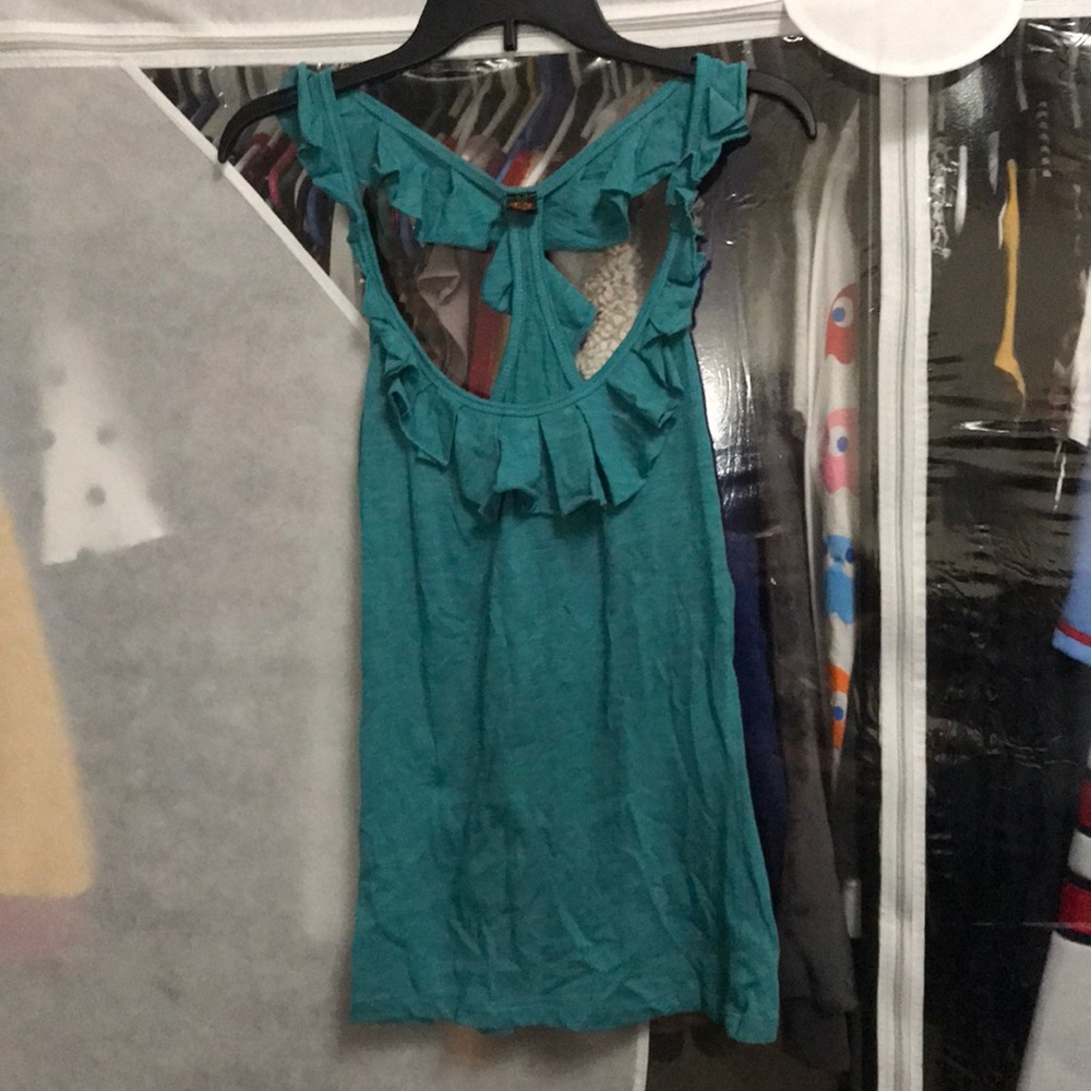 Poof brand tank top with frill around collar